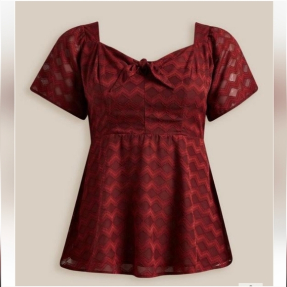 torrid fit and flare textured chiffon top - Picture 1 of 5